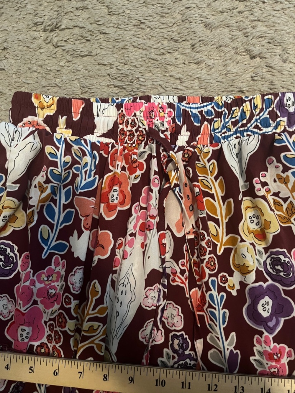 Tiered Floral Maxi Skirt in Burgundy - Picture 2 of 7